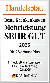 Handelsblatt Siegel 11/2025 Beste Krankenkassen Mehrleistung Sehr Gut 