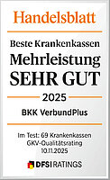 Handelsblatt Siegel 11/2025 Beste Krankenkassen Mehrleistung Sehr Gut 