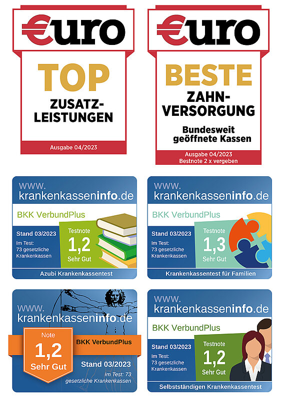 Auszeichnungen der BKK VerbundPlus 2023 - Euro-Magazin und krankenkasseninfo.de