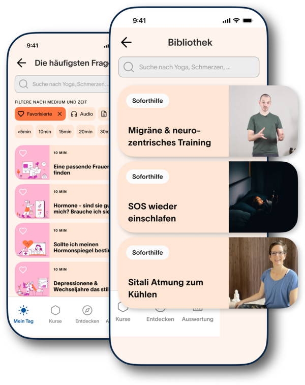 Screenshot der femfeel App.