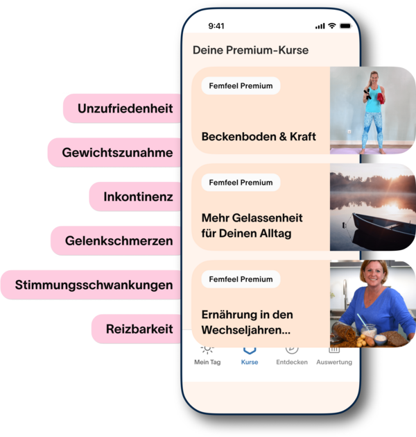 Screenshot der femfeel App.