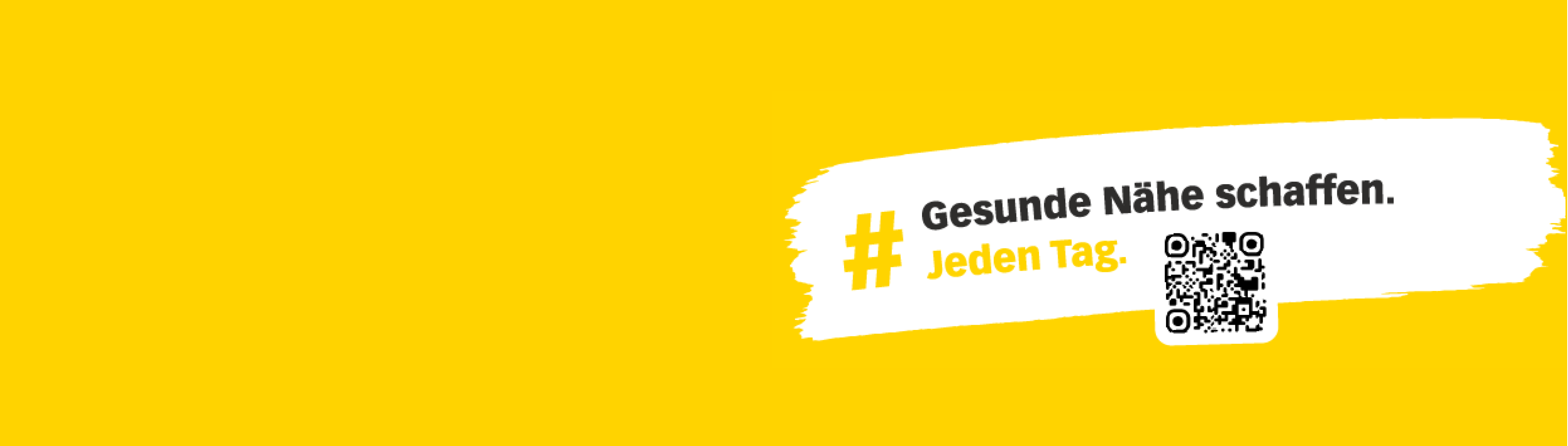 Logo der Kampagne "Gesund Nähe schaffen" mit einem QR Code.